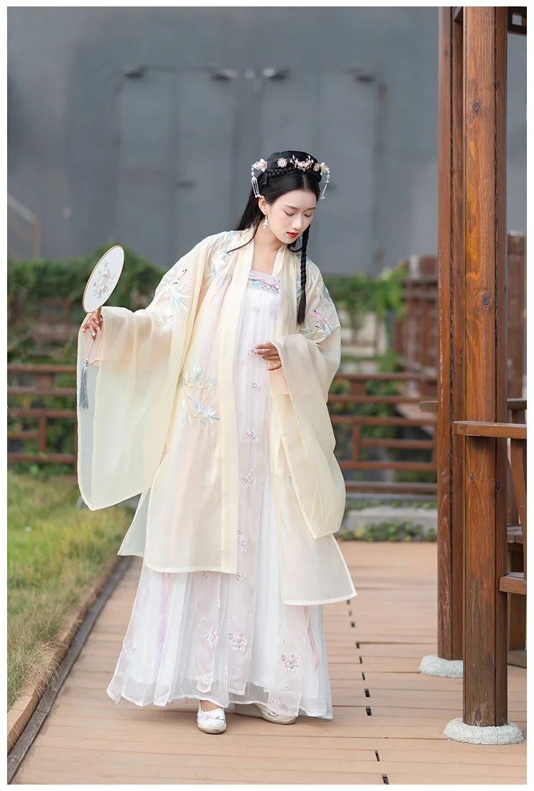 Hanfu Женский длинный рукав вышивка костюм Хана элемент династии Тан традиционный костюм Юбки феи платье принцессы для взрослых DN3508