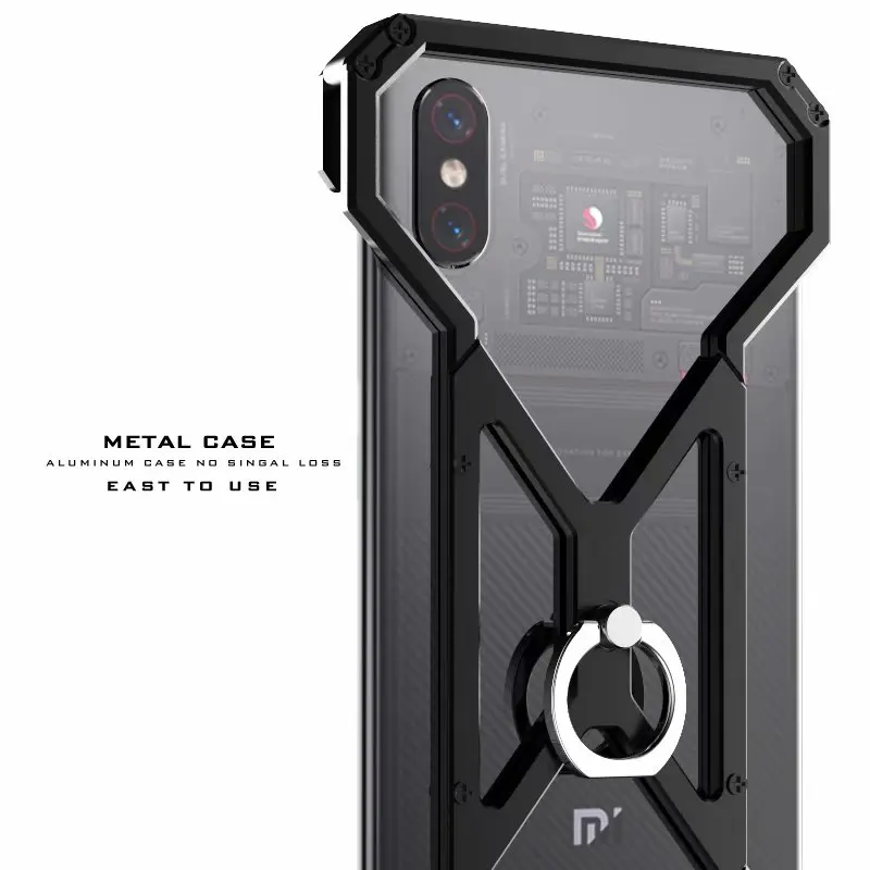Роскошный крутой чехол с человеком-пауком для Xiaomi Mi 8 9 se Lite, металлический алюминиевый сплав, противоударный защитный чехол s, противоударный чехол - Цвет: ring black