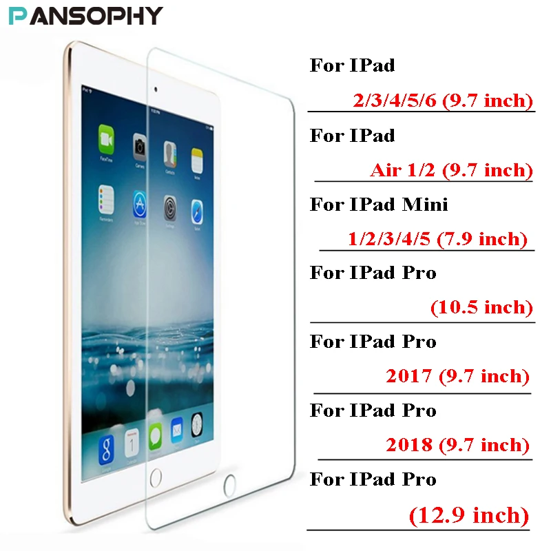 Защитное стекло для ipad mini 1 2 3 4 5 6 7,9 9,7 10,5 Защитная пленка для экрана из закаленного стекла Защитная пленка для A1822 A1823 A1893 12,9 дюймов