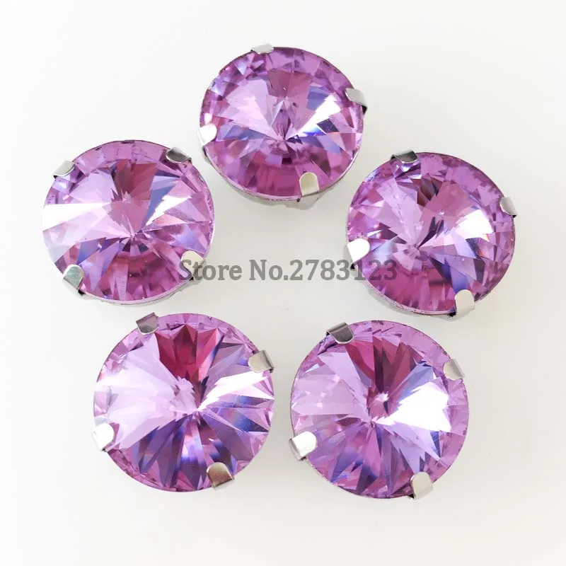 Камни для вышивания с серебряным основанием в виде четырех когтей фиолетовая