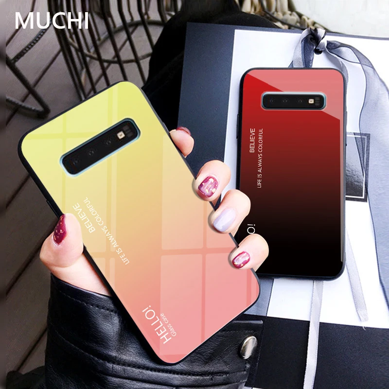 MUCHI для samsung Galaxy S10 Lite Дело закаленное Стекло Роскошные градиент Мягкий