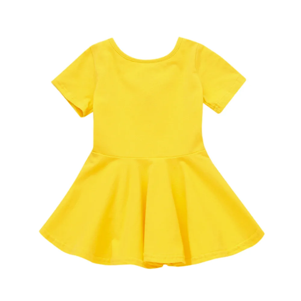 Girls Clothing Summer Girl Dress Baby Candy Color Short Sleeve Solid Princess Casual Toddler Kids dropshipping |