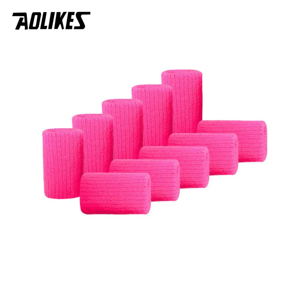 Rose red AOLIKES 10 шт./лот, эластичные рукава для пальцев, баскетбольные, спортивные, безопасные, для большого пальца, защита для волейбола, бадминтона, тренажерного зала, забота о здоровье - Цвет: Rose red
