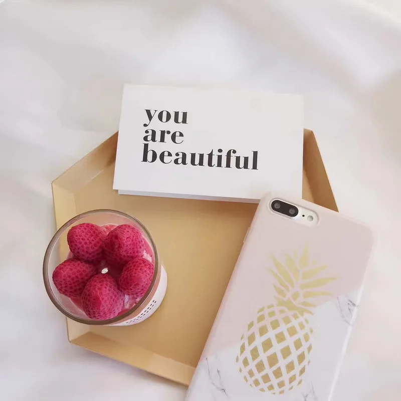 Luxury Gold Pineapple Phone Case For iPhone 6 6S Plus 6Plus 7 7Plus Marble Splice Soft TPU Back Protective Cover |