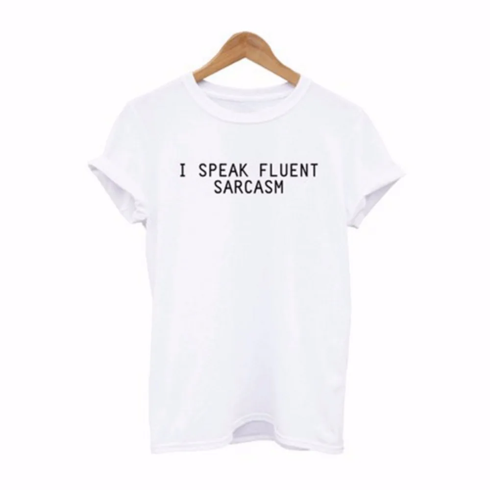Брендовая одежда женская летняя футболка с надписью I SPEAK FLUENT SARCASM сексуальный