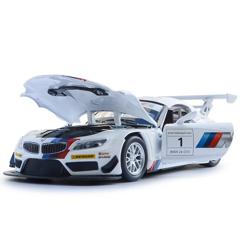 

Модель гоночного автомобиля Z4 GT3 из сплава, модель детского автомобиля со звуком и светильник на спине, музыкальный гоночный автомобиль, литые детские игрушки