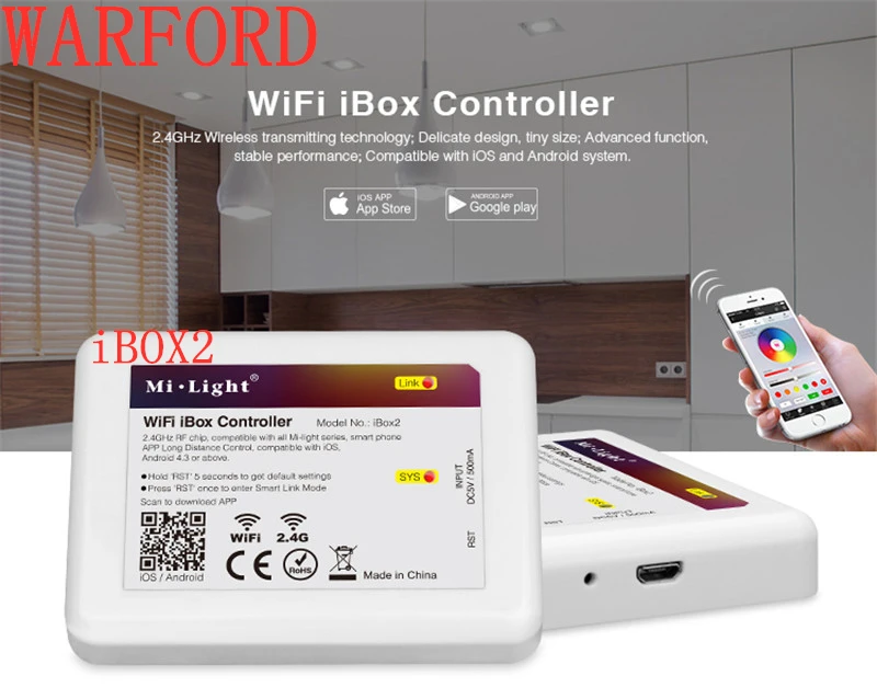 New DC5V Mi.light Wireless Wifi iBox2 controller compatible with IOS/Andriod system APP Control for CW WW RGB bulb | Освещение