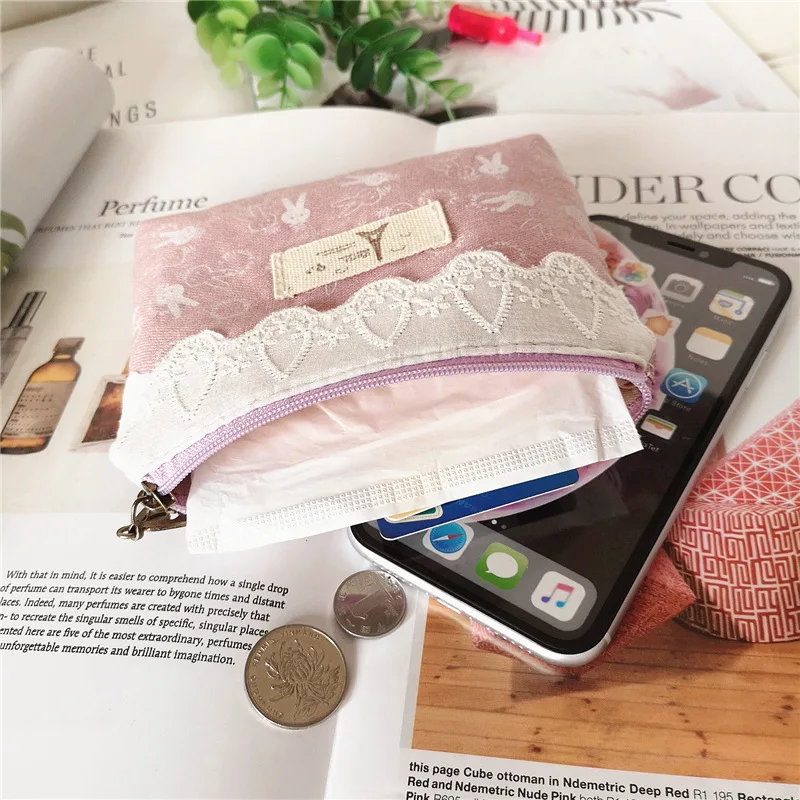 Мини органайзер из хлопка с мультяшным кроликом для женщин маленький кошелек