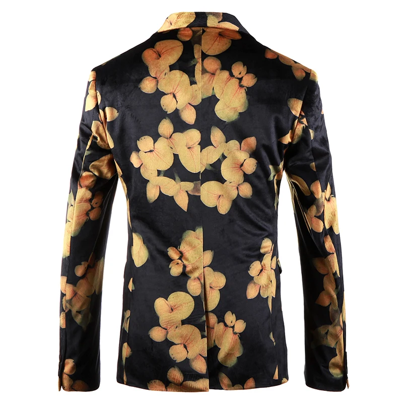 YUNCLOS Мужской Блейзер тонкий цветочный принт Свадебный костюм куртки для мужчин