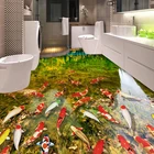 Пользовательский половой коврик из ПВХ самоклеющиеся наклейки настенные картины 3D озеро рыба кухня ванная комната пол фотообои домашний декор