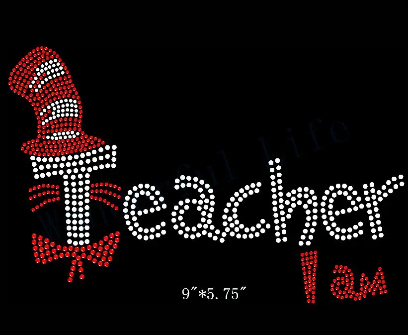 Новое поступление I am teacher iron on Rhinestone переводная наклейка со стразами шаблон