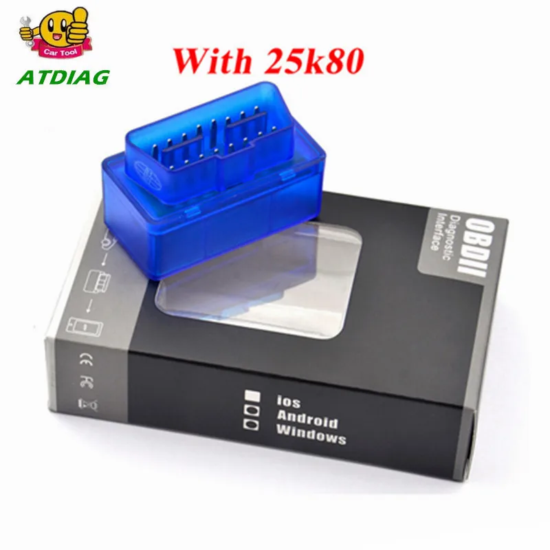 Действительно V1.5 Супер Мини ELM327 Bluetooth ELM 327 PIC18F25K80 версия 1,5 OBD2/OBDII для Android Крутящий момент Автомобильный сканер кода - Цвет: with 25k80 blue