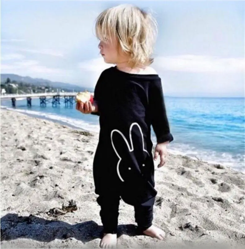Детский хлопковый комбинезон с длинным рукавом и кроликом|romper bebe|rabbit romperboy girl clothes