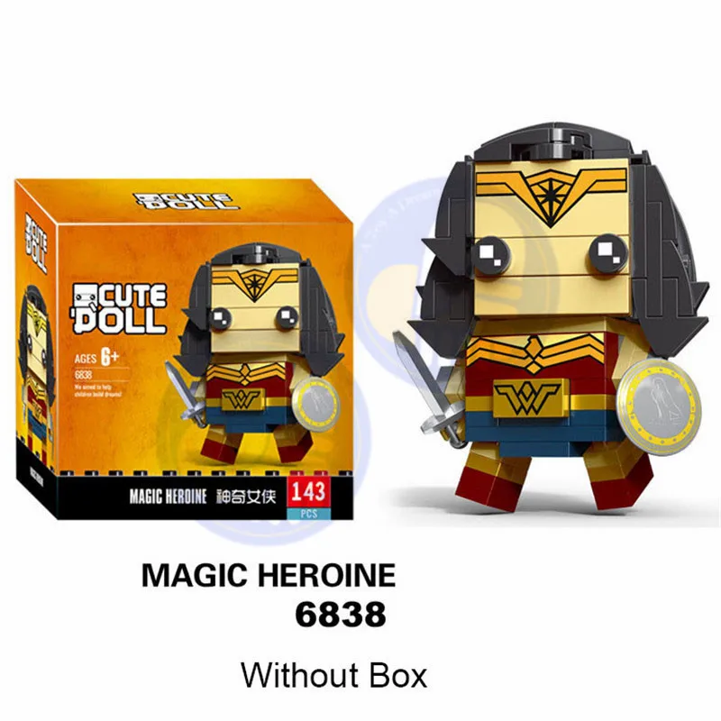 No. 6838 Новинка Brickheadz Marvels Мститель Супер Герои Бэтмен Железный человек паук строительные блоки кирпичи игрушки совместимы с Brickheadz игрушки - Цвет: No. 6838