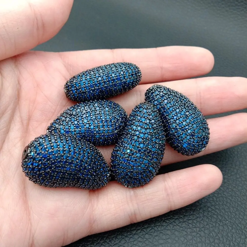 blue 1 шт. 18x30 мм позолоченные Cz микро бусины в форме капли насыпью - Цвет: blue