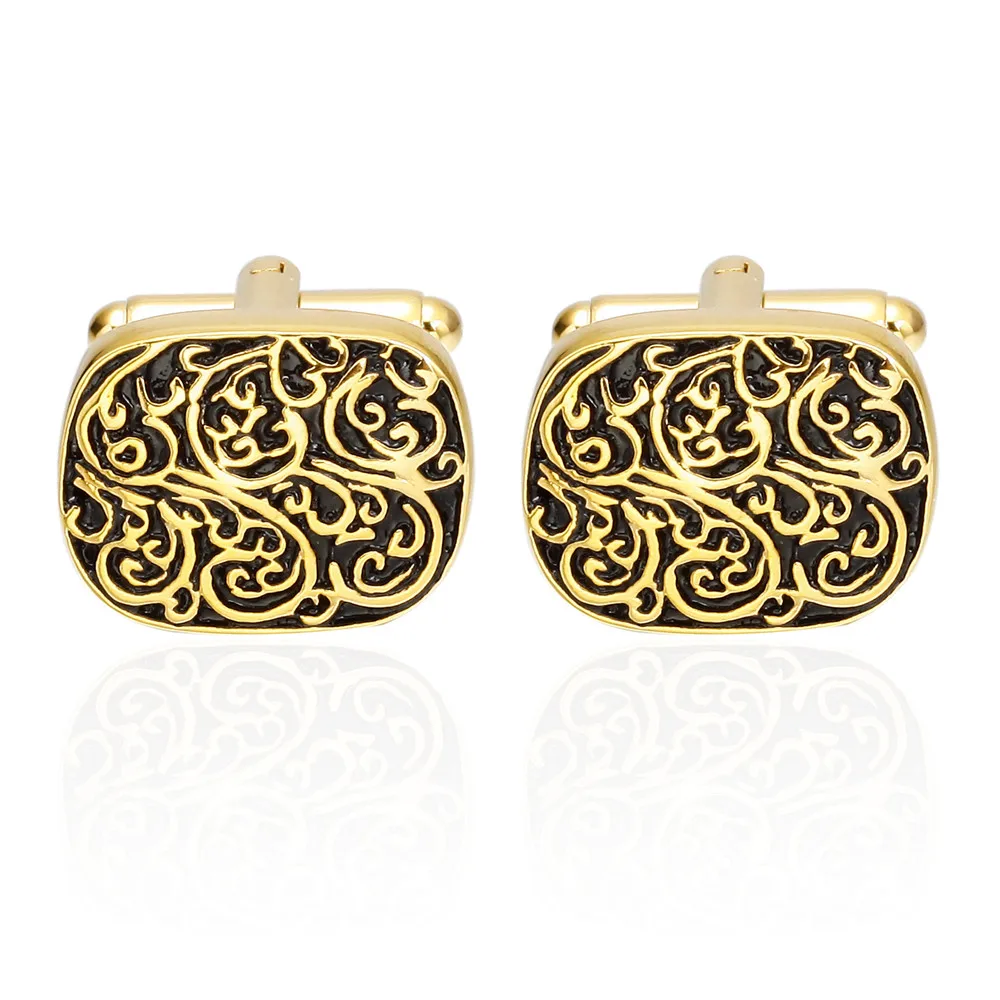 Запонки MeMolissa мужские с французской эмалью винтажные золотистые манжеты для