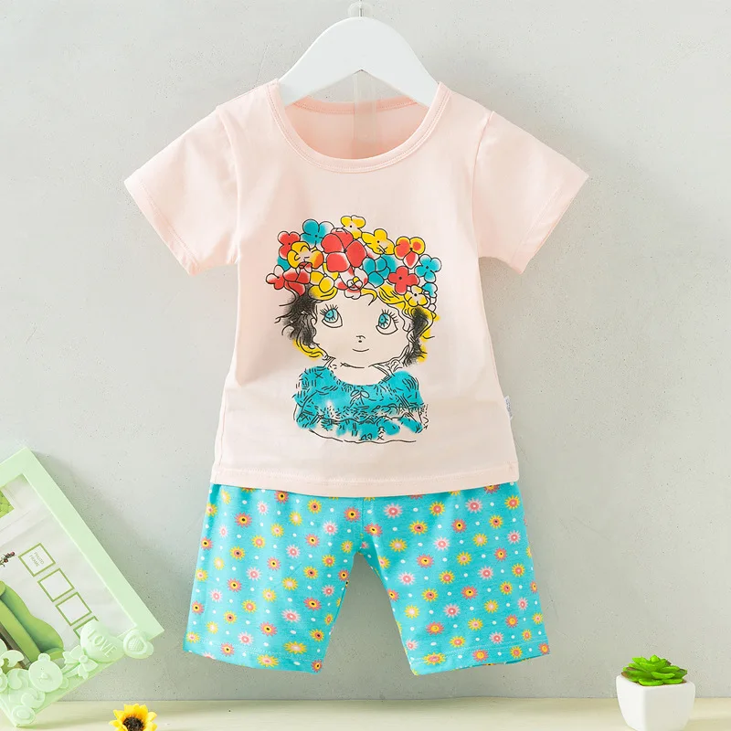 Girls Summer Clothing Sets T-shirts +Shorts Suits Cotton for70-130cm Children G086 | Детская одежда и обувь