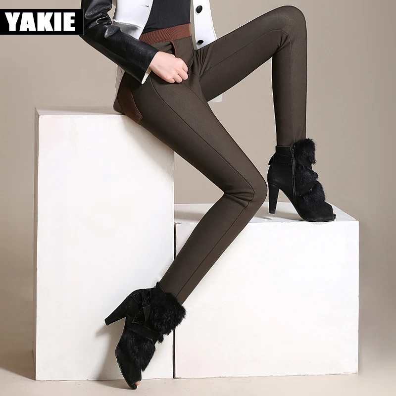 Женские осенне зимние эластичные брюки карандаш с завышенной талией 2018 плотные