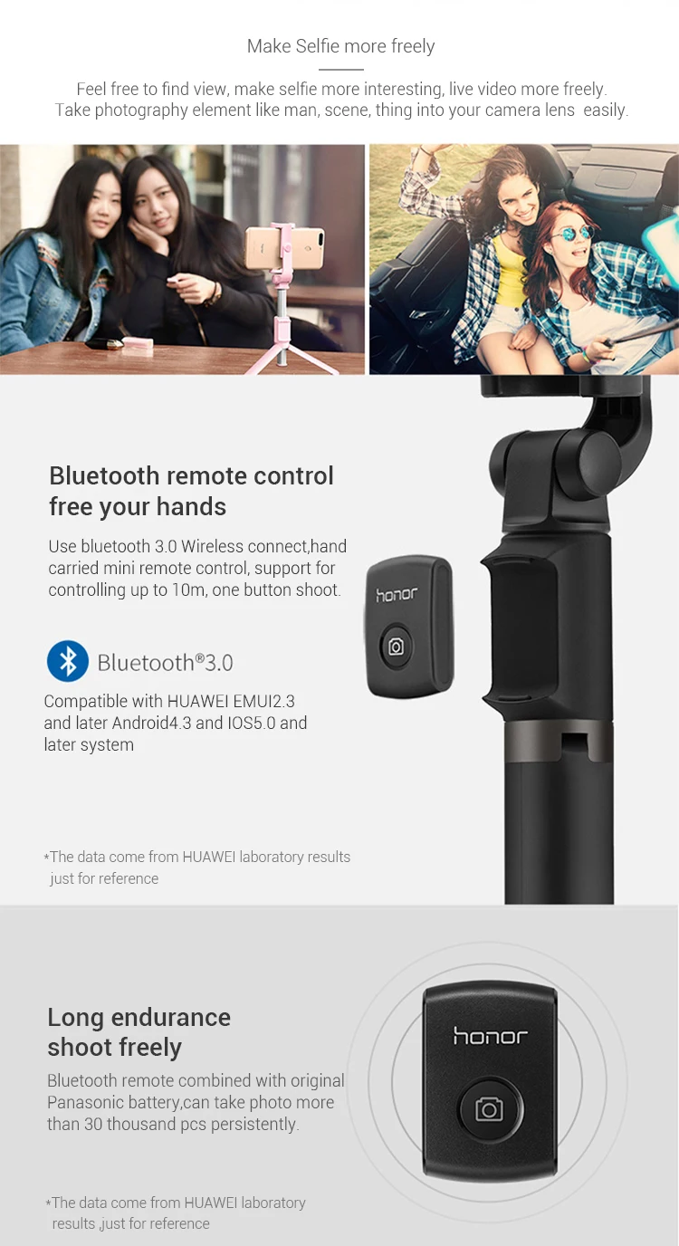 huawei Honor AF15 селфи палка штатив Bluetooth 3,0 Портативный беспроводной Bluetooth управление монопод для мобильного телефона