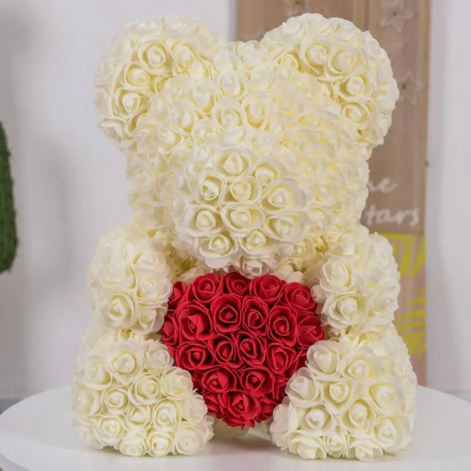 Milky white heart Подарок ко Дню Святого Валентина для нее/его 40 см Розовый Медведь Кролик мягкие животные подарок для подруги букет ко дню рождения Best идея подарка - Цвет: Milky white heart