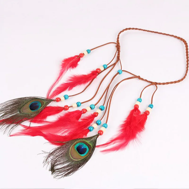 Pure color feather headwear colorful popular tourist attractions in Europe and Indian accessories |
