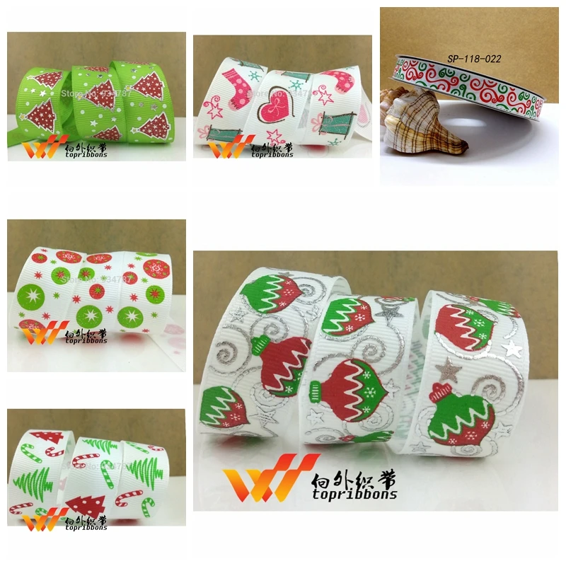Бесплатная доставка 50 ярдов 7/8 &quot22 мм Рождественская печатная лента | Дом и сад