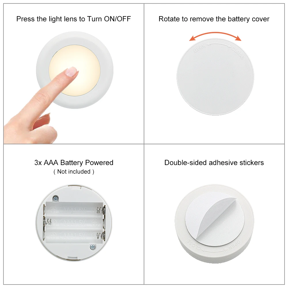 

LED Night Light Wireless Remote Control Dimmable Under Cabinet Lights For Home Kitchen Wall Closet Wardrobe