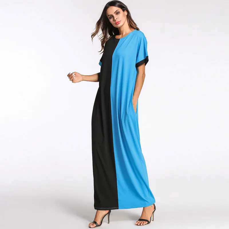 2019 летнее Повседневное платье с капюшоном цвет блока мусульманская Абая