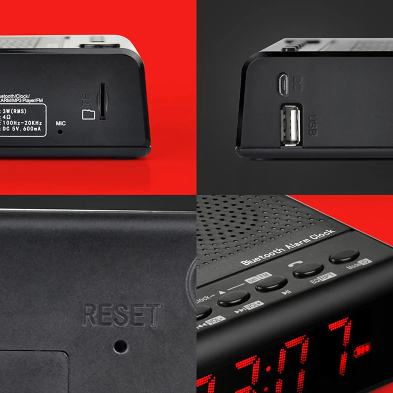 TOPROAD Portable Bluetooth Speakers Stereo Wirelss Alarm Clock Desktop altavoz Hands-free Calls LCD Screen FM Radio for Phone PC |