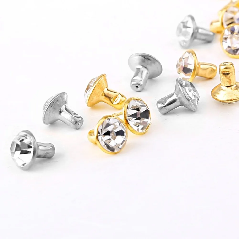 Бесплатная доставка 1000 шт/золотые заклепки со стразами алмаз 7 мм|rivet|rivets riveterrivet
