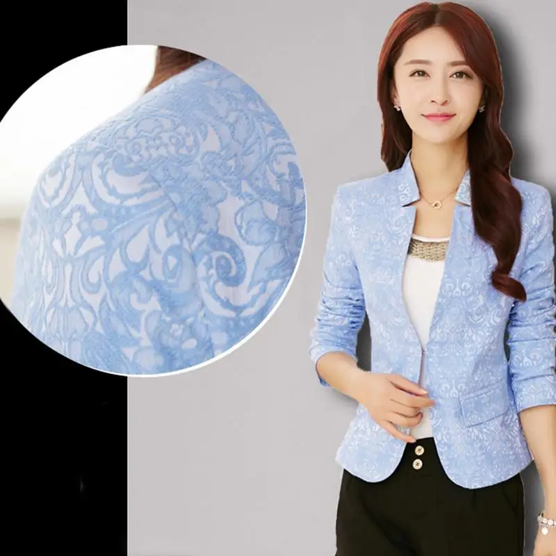 Elegant Floral Print Blazer Feminino Woman Long Sleeve Brief Formal Office Suits 2015 Ladies Business Slim Coat Chaquetas Mujer | Женская