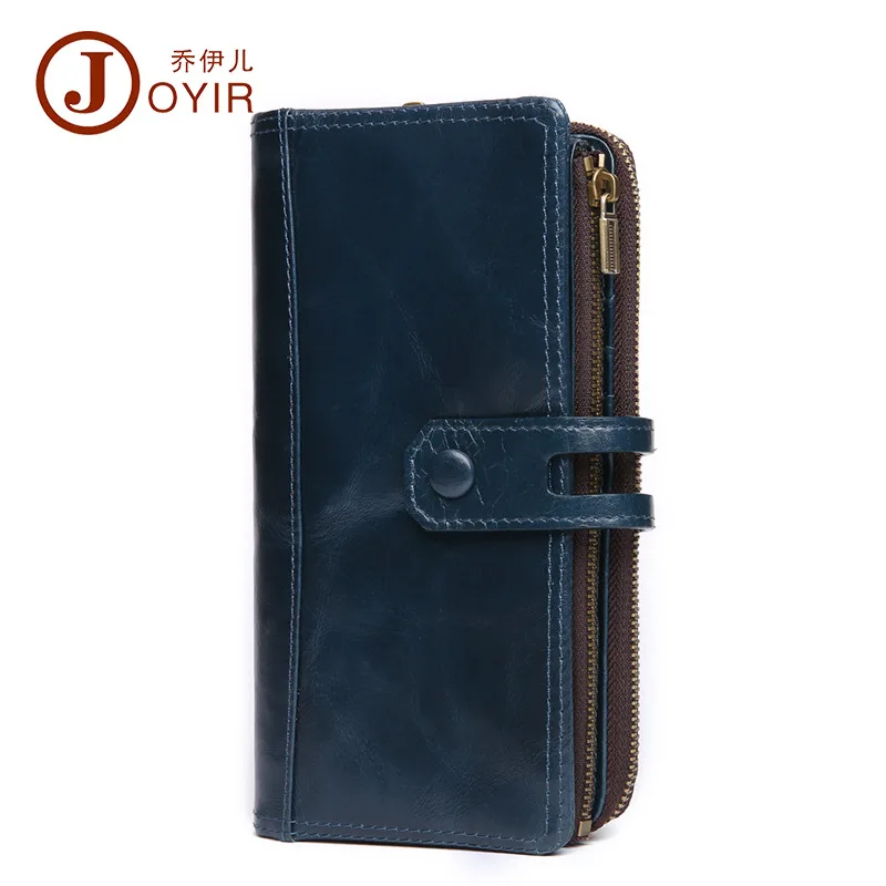 

Joyir men vintage genuine leather wallet zipper&hasp three colors purse man large capacity long coin purse men clutch bags