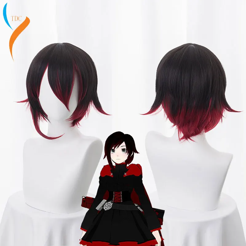 

2019 Fashion Anime RWBY Red Trailer Ruby Rose Short Wig Cosplay Costume Women Men Synthetic Hair Halloween Party Wigs