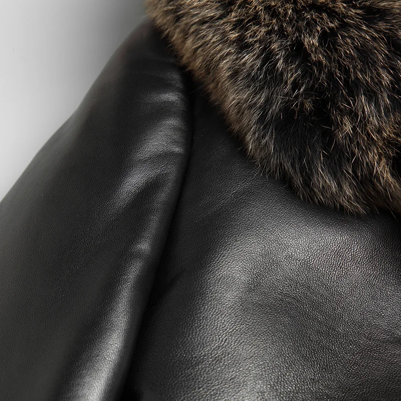 QT1615 Haining мужской кожаный пуховик | Мужская одежда