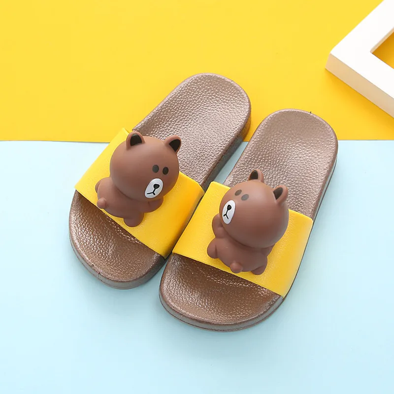 coffee Милые летние детские тапочки на плоской подошве; chinelo; шлепанцы с героями мультфильмов; zapatillas bebe; уличные тапочки для маленьких девочек; terlik; водные сандалии - Цвет: coffee