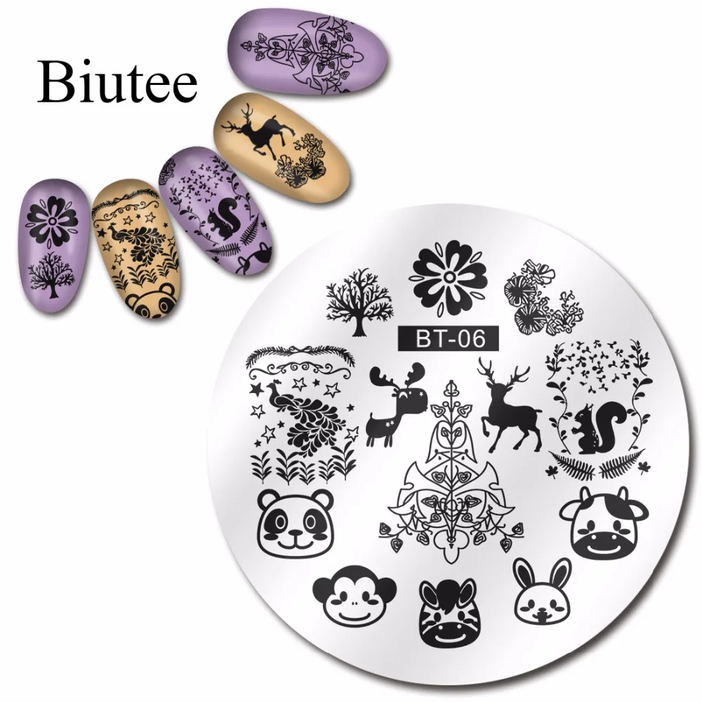 Biutee 1 шт. 20 видов конструкций для ногтей штамп пластина классические полосы листья цветы животные звезда Музыкальные инструменты шаблон для ногтей