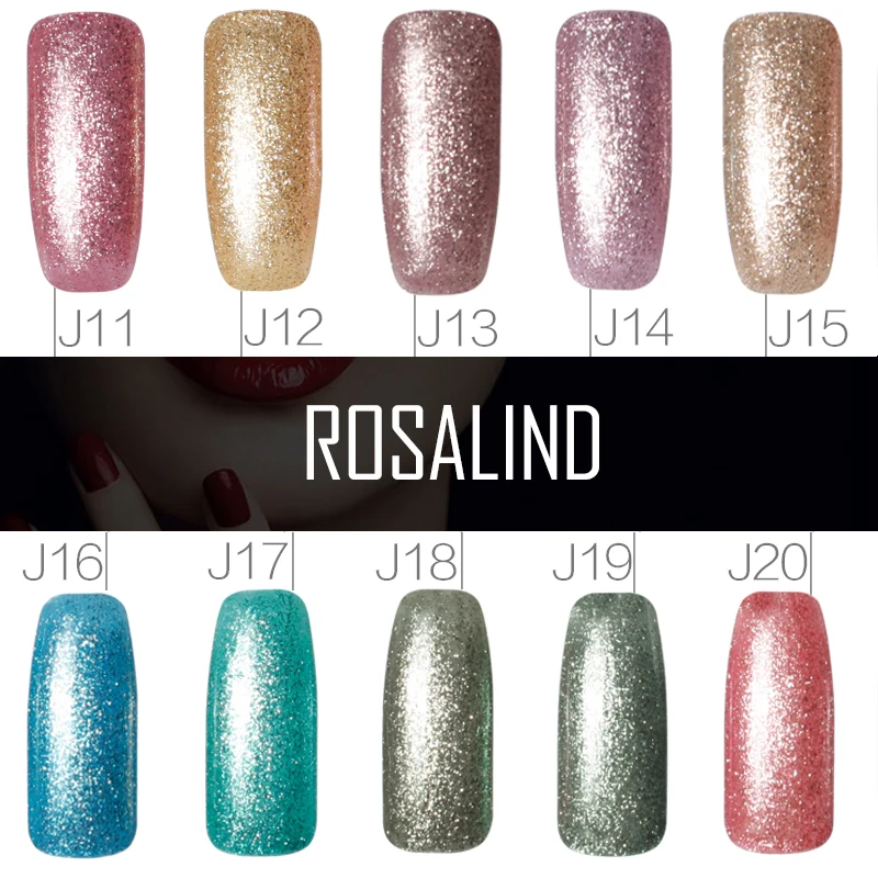 Розалинд гель 1 s 10 мл Лак для ногтей Shimmer Soak off ногтей Платиновый УФ светодио дный ногтей Гель-лак Блеск длинные стойкий гель-лак