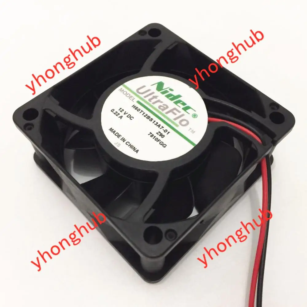 Двухпроводной Вентилятор охлаждения сервера Nidec H60T12BS13A7-01 DC 12V 0.22A 60x60x25 мм