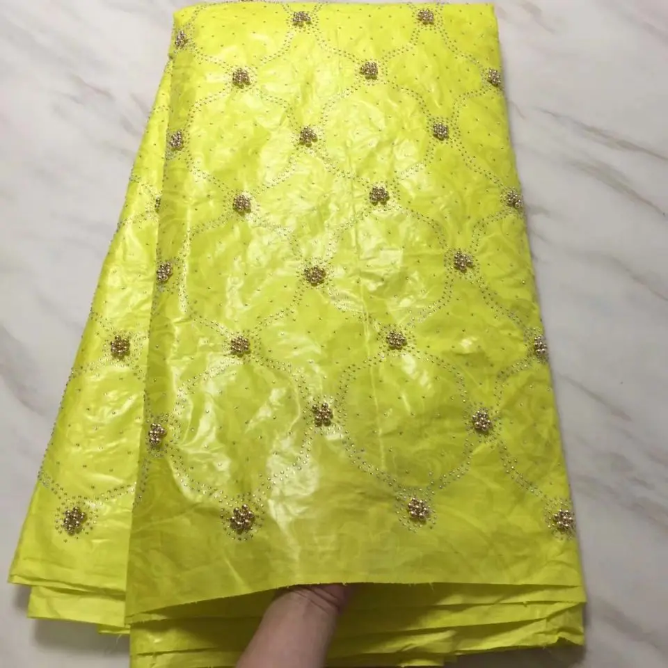 5 ярдов/шт замечательная фиолетовая кружевная ткань Базен с бусинами и стразами