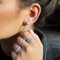 high quality luxury big full paved cubic zirconia round cz hoop earrings romantic jewelry gift for women brincos 2018 new