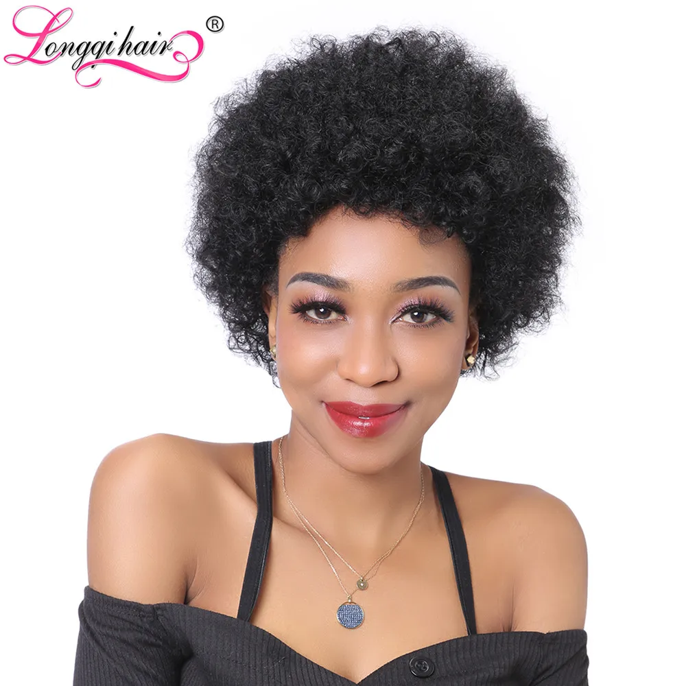 Длинные волосы бразильский короткий парик афро кудрявый натуральный цвет Remy