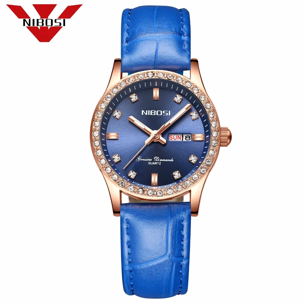 Для женщин роскошные бриллианты easy Reader Date Leather Strap Watch аналоговые кварцевые часы