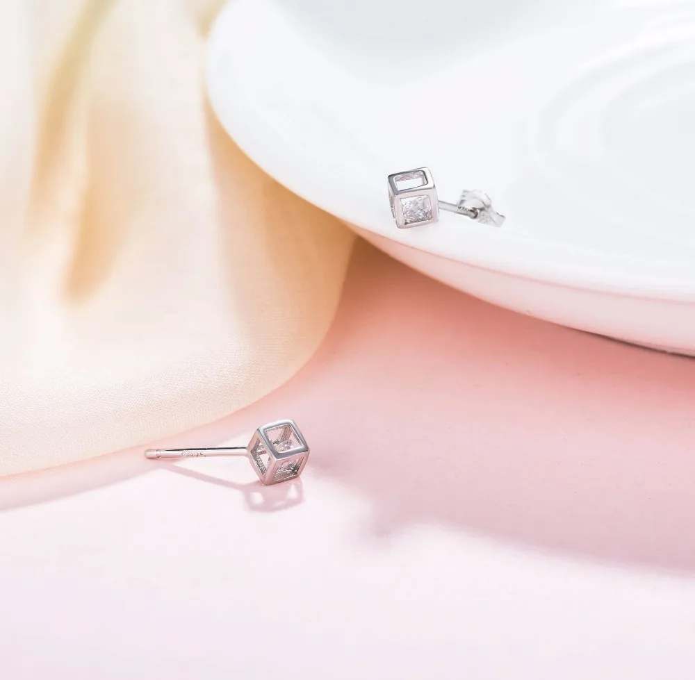 Женские квадратные серьги гвоздики из серебра 925 пробы|stud earrings|earrings forearrings for women |