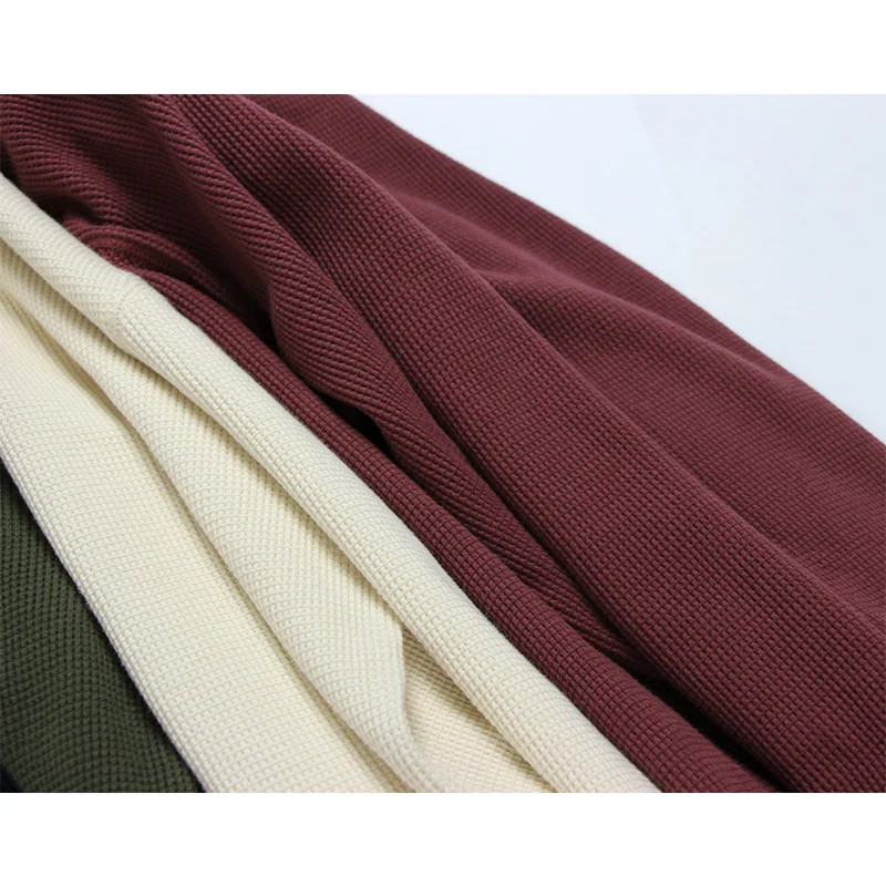 Генри воротник вафельный узор Однотонная футболка с длинным рукавом Хлопок РРЛ