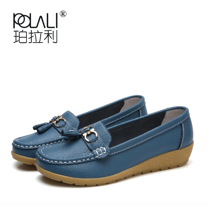 Женские мокасины POLALI из натуральной кожи на плоской подошве большие размеры 35 44
