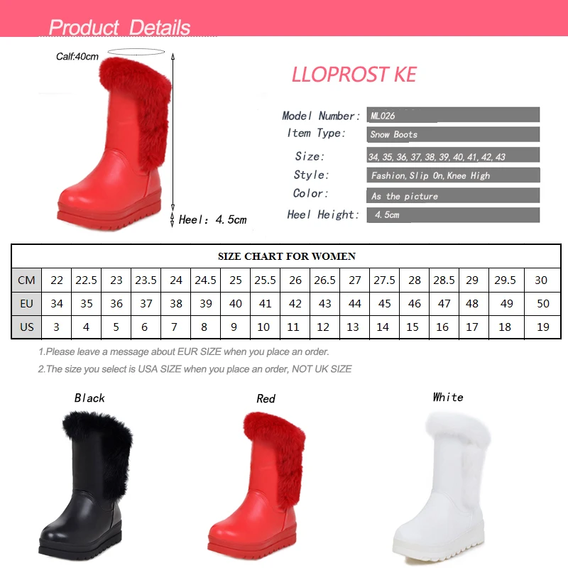 

LLOPROST KE HOT 2017 Winter Keep Warm Snow Boots Women Cotton Shoes Fashion Platform Down Fur Boots Mid- calf Boots Botas ML026