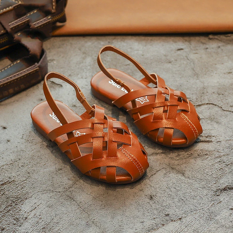 Новинка 2019 года сезон весна-лето Детские тканые открытые сандалии модные в