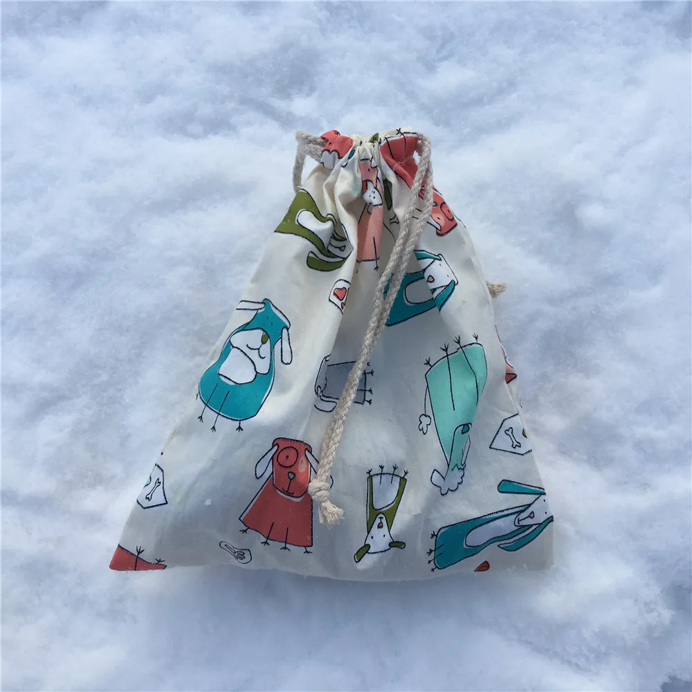 YILE 1pc Cotton Drawstring Pouch Party Favor Multi-purpose Bag Cartoon Animal White 8129b | Багаж и сумки