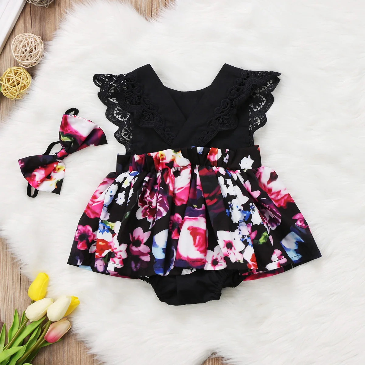 2 шт. комбинезон с цветочным рисунком для новорожденных девочек одежда маленьких