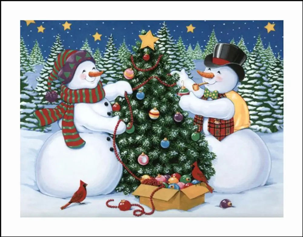Diy 5d Diamond Painting &quotChristmas snowman" Cross Stitch Round Embroidery Handwork Rhinestone | Дом и сад